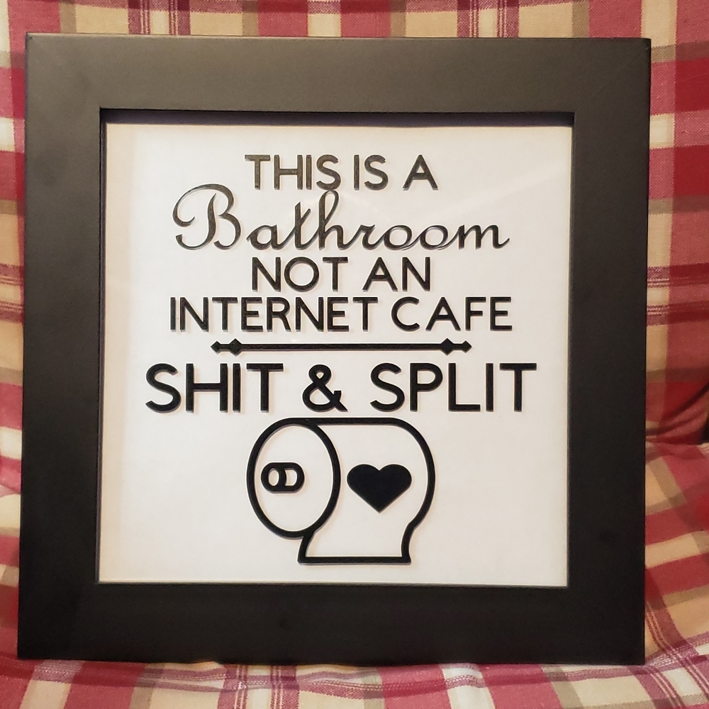 Bathroom decor, 8x8 bathroom sign